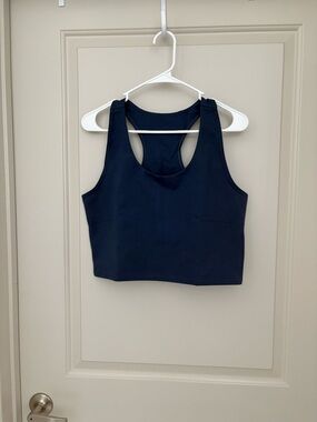 Pact Deep Navy Sleeveless Crop Tank / sports bra  NWOT Organic Cotton Size XL